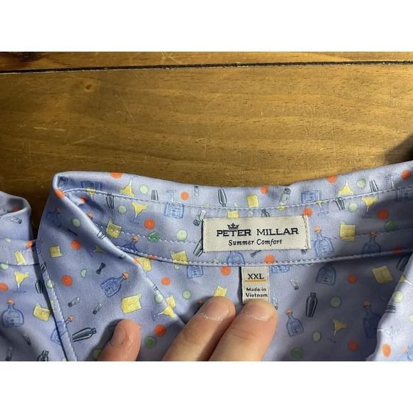 Peter Millar Summer Comfort Golf Polo Taquila Alcoholic’s Cocktails Mens 2XL - Picture 6 of 9